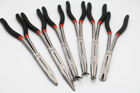 Tang Hidung Jarum Bengkok Panjang 13 &quot;Vde Double X Joint Lurus Tang Ekstra Panjang
