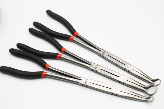 13 &quot;4 pc Long Reach Pliers Set Klip Hidung Bengkok Ganda X Bersama Memegang 335mm