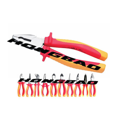 6 7 8&quot; VDE Insulated Alat Listrik Set Menaikkan Tepi Tang Kombinasi Pemotong Samping Penjaga Garis Tang