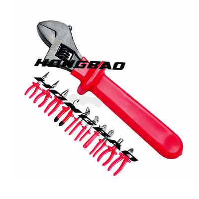 Panas Baru 8 10 12 15 &quot;1000 V Tegangan Terisolasi Lemak Dicelup Pegangan Plastik Pegangan Kunci Inggris 1000V AC ADJ Spanner Wrench